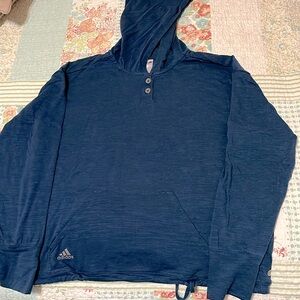 ADIDAS Navy Blue Rush Essential Slub Drawcord Hem Hoodie Sweatshirt